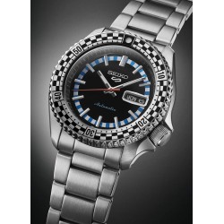 SEIKO SRPK67K1 5 Sports SKX Sports Style Black & White Checker Flag Special Edition automata férfi karóra