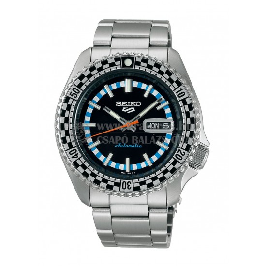 SEIKO SRPK67K1 5 Sports SKX Sports Style Black & White Checker Flag Special Edition automata férfi karóra